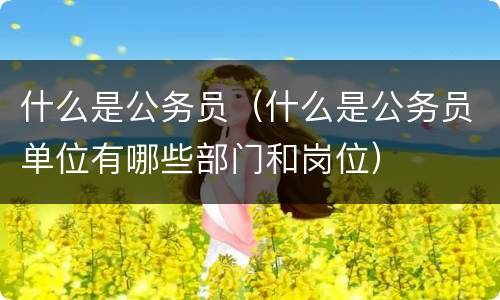 什么是公务员（什么是公务员单位有哪些部门和岗位）