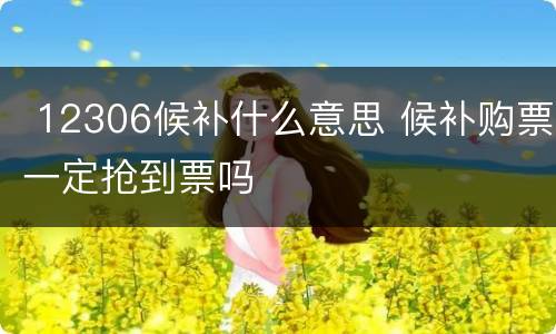  12306候补什么意思 候补购票一定抢到票吗
