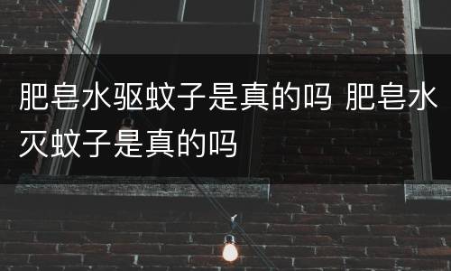 肥皂水驱蚊子是真的吗 肥皂水灭蚊子是真的吗