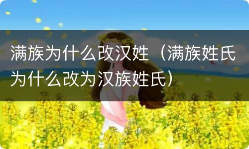 满族为什么改汉姓（满族姓氏为什么改为汉族姓氏）