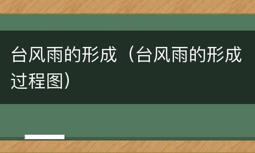台风雨的形成（台风雨的形成过程图）