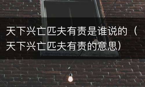 天下兴亡匹夫有责是谁说的（天下兴亡匹夫有责的意思）