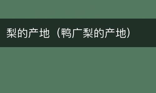 梨的产地（鸭广梨的产地）