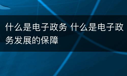 什么是电子政务 什么是电子政务发展的保障