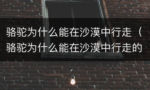 骆驼为什么能在沙漠中行走（骆驼为什么能在沙漠中行走的原因）