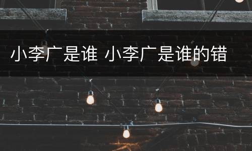 小李广是谁 小李广是谁的错