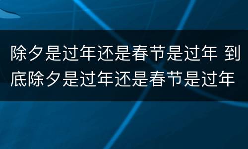 除夕是过年还是春节是过年 到底除夕是过年还是春节是过年