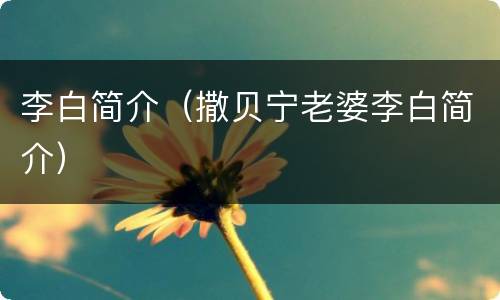李白简介（撒贝宁老婆李白简介）