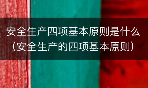 安全生产四项基本原则是什么（安全生产的四项基本原则）