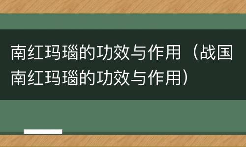 南红玛瑙的功效与作用（战国南红玛瑙的功效与作用）