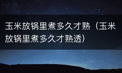 玉米放锅里煮多久才熟（玉米放锅里煮多久才熟透）