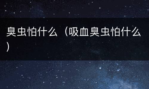 臭虫怕什么（吸血臭虫怕什么）
