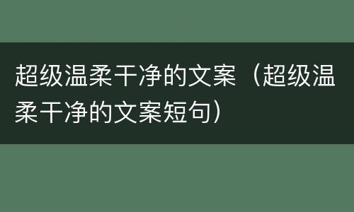 超级温柔干净的文案（超级温柔干净的文案短句）