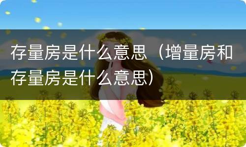 存量房是什么意思（增量房和存量房是什么意思）