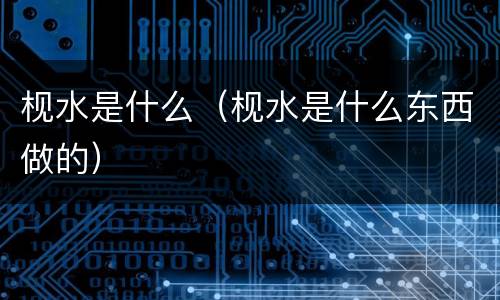 枧水是什么（枧水是什么东西做的）