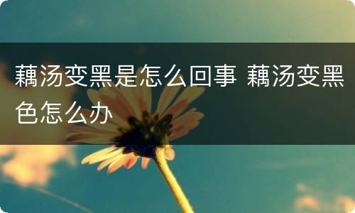 藕汤变黑是怎么回事 藕汤变黑色怎么办