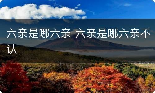 六亲是哪六亲 六亲是哪六亲不认