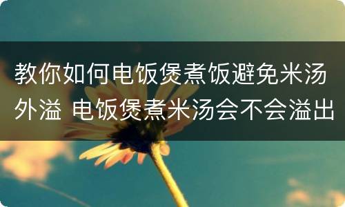 教你如何电饭煲煮饭避免米汤外溢 电饭煲煮米汤会不会溢出来