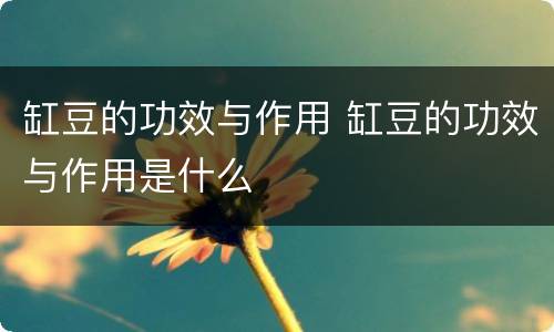 缸豆的功效与作用 缸豆的功效与作用是什么