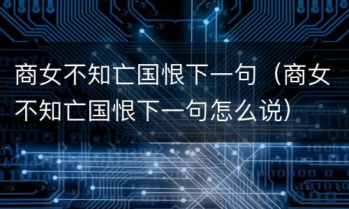 商女不知亡国恨下一句（商女不知亡国恨下一句怎么说）
