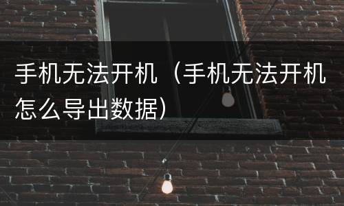 手机无法开机（手机无法开机怎么导出数据）