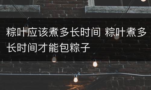 粽叶应该煮多长时间 粽叶煮多长时间才能包粽子