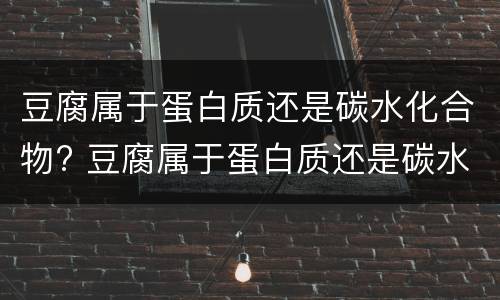 豆腐属于蛋白质还是碳水化合物? 豆腐属于蛋白质还是碳水化合物类