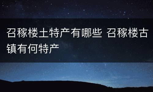 召稼楼土特产有哪些 召稼楼古镇有何特产