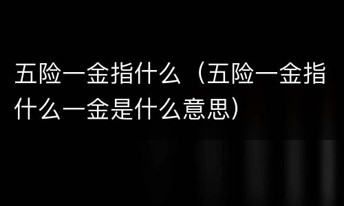 五险一金指什么（五险一金指什么一金是什么意思）
