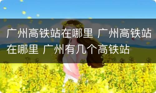 广州高铁站在哪里 广州高铁站在哪里 广州有几个高铁站