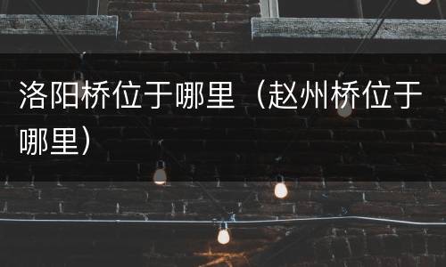 洛阳桥位于哪里（赵州桥位于哪里）