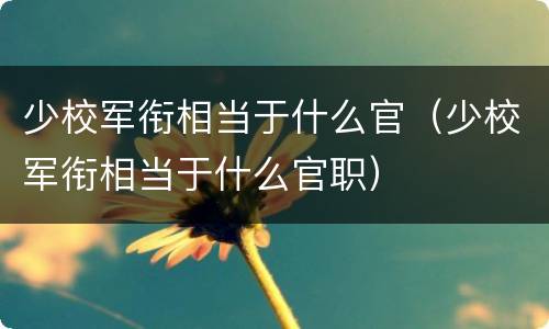少校军衔相当于什么官（少校军衔相当于什么官职）