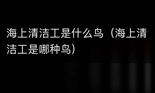 海上清洁工是什么鸟（海上清洁工是哪种鸟）