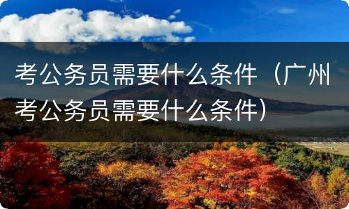 考公务员需要什么条件（广州考公务员需要什么条件）