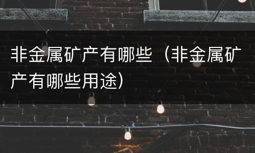 非金属矿产有哪些（非金属矿产有哪些用途）