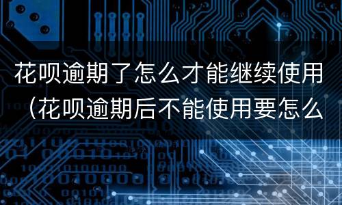 花呗逾期了怎么才能继续使用（花呗逾期后不能使用要怎么才可以继续使用）