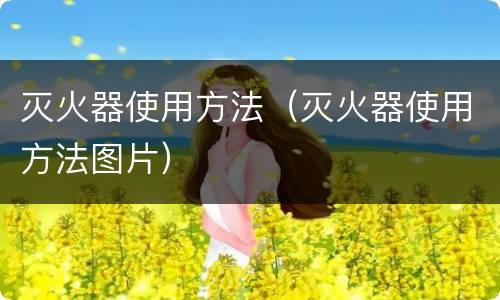 灭火器使用方法（灭火器使用方法图片）