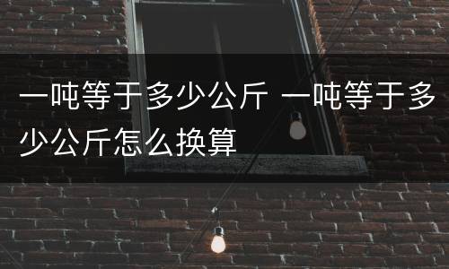一吨等于多少公斤 一吨等于多少公斤怎么换算