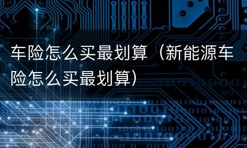 车险怎么买最划算（新能源车险怎么买最划算）