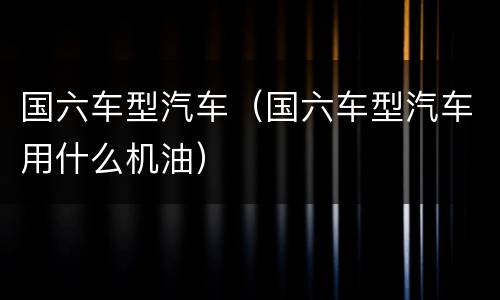 国六车型汽车（国六车型汽车用什么机油）