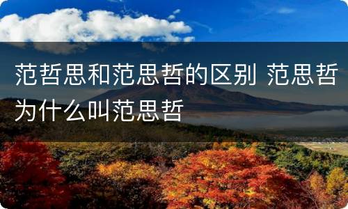 范哲思和范思哲的区别 范思哲为什么叫范思哲