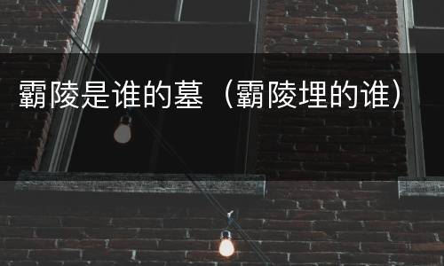 霸陵是谁的墓（霸陵埋的谁）
