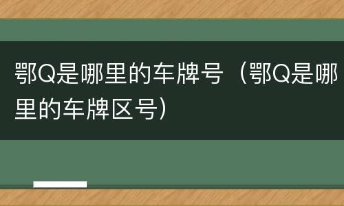 鄂Q是哪里的车牌号（鄂Q是哪里的车牌区号）