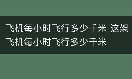 飞机每小时飞行多少千米 这架飞机每小时飞行多少千米