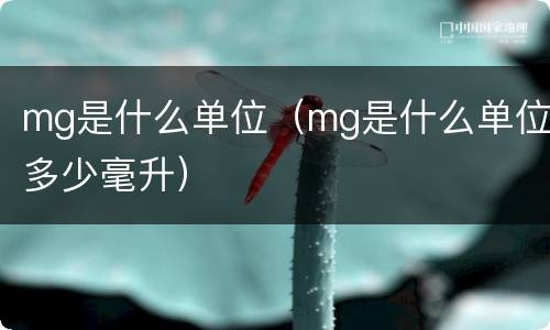 mg是什么单位（mg是什么单位多少毫升）