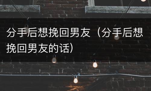 分手后想挽回男友（分手后想挽回男友的话）