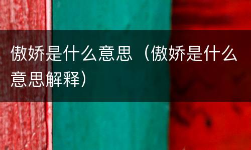 傲娇是什么意思（傲娇是什么意思解释）