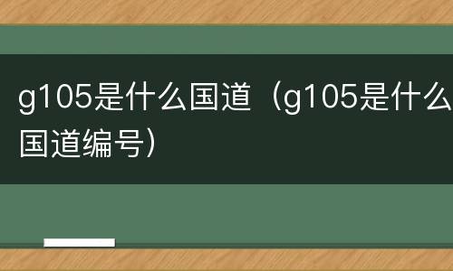 g105是什么国道（g105是什么国道编号）