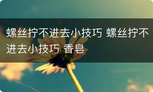 螺丝拧不进去小技巧 螺丝拧不进去小技巧 香皂