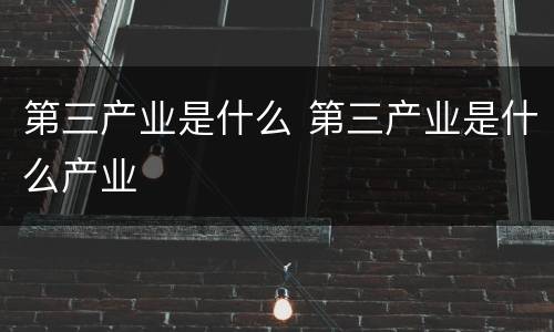 第三产业是什么 第三产业是什么产业